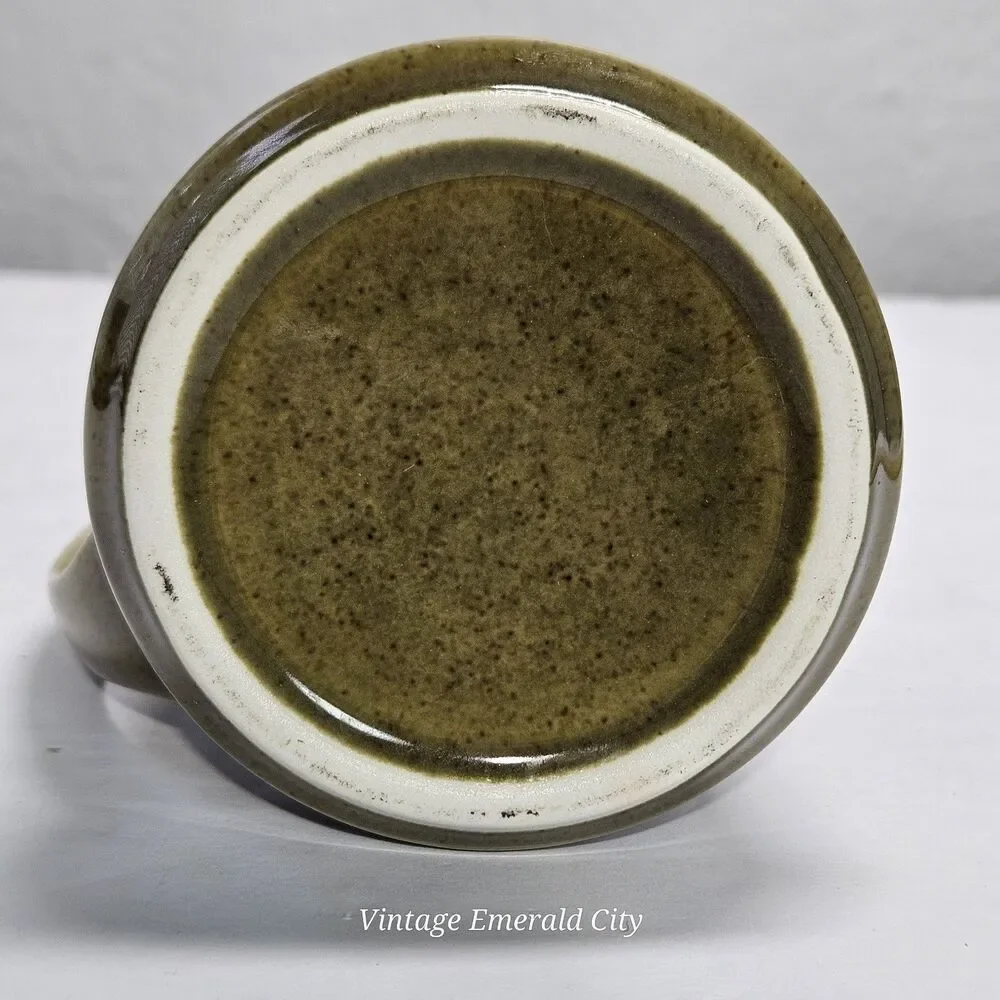 Vtg Homer Laughlin Sheffield 70s Olive Granada Green Ceramic Creamer Pitcher 7in